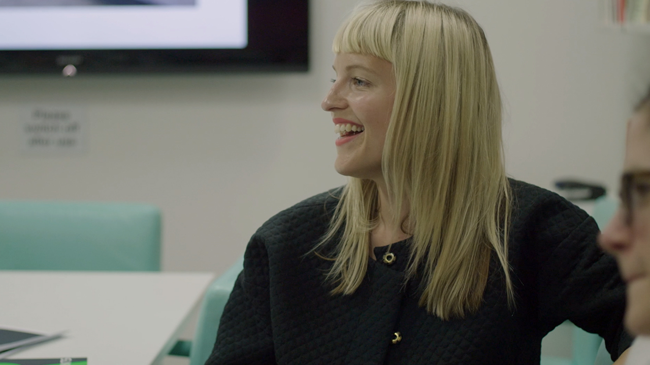 Chloe in a marketing meeting